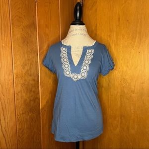 Anthropologie Little Yellow Button Top with Lace